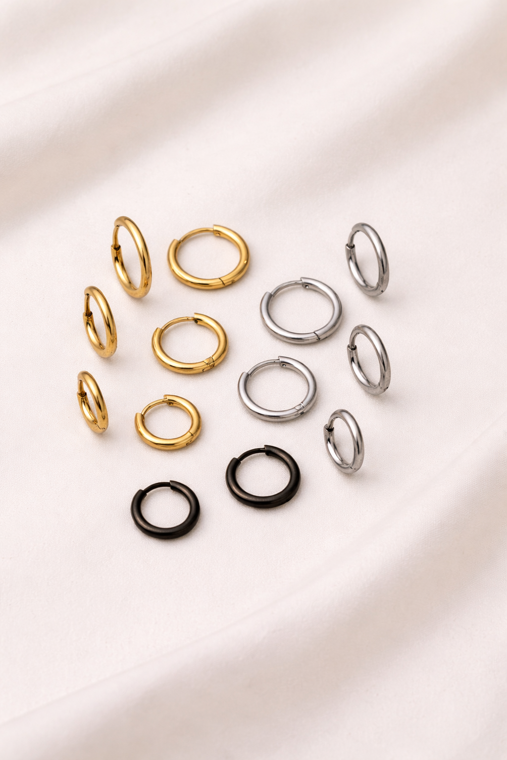 316L Stainless Steel Hoop Earrings Set — Minimalist Unisex Jewelry