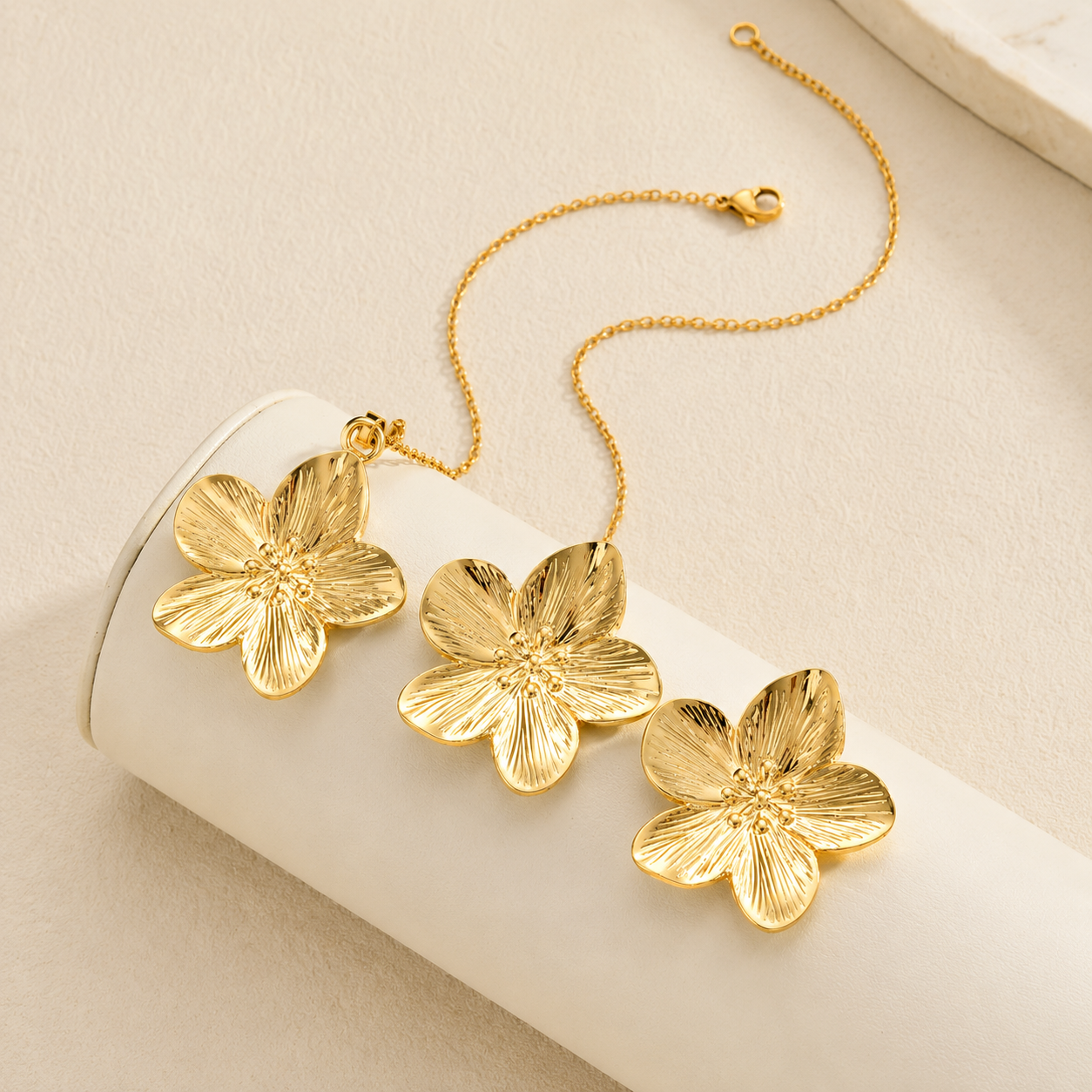 Flower Necklace and Earrings Set