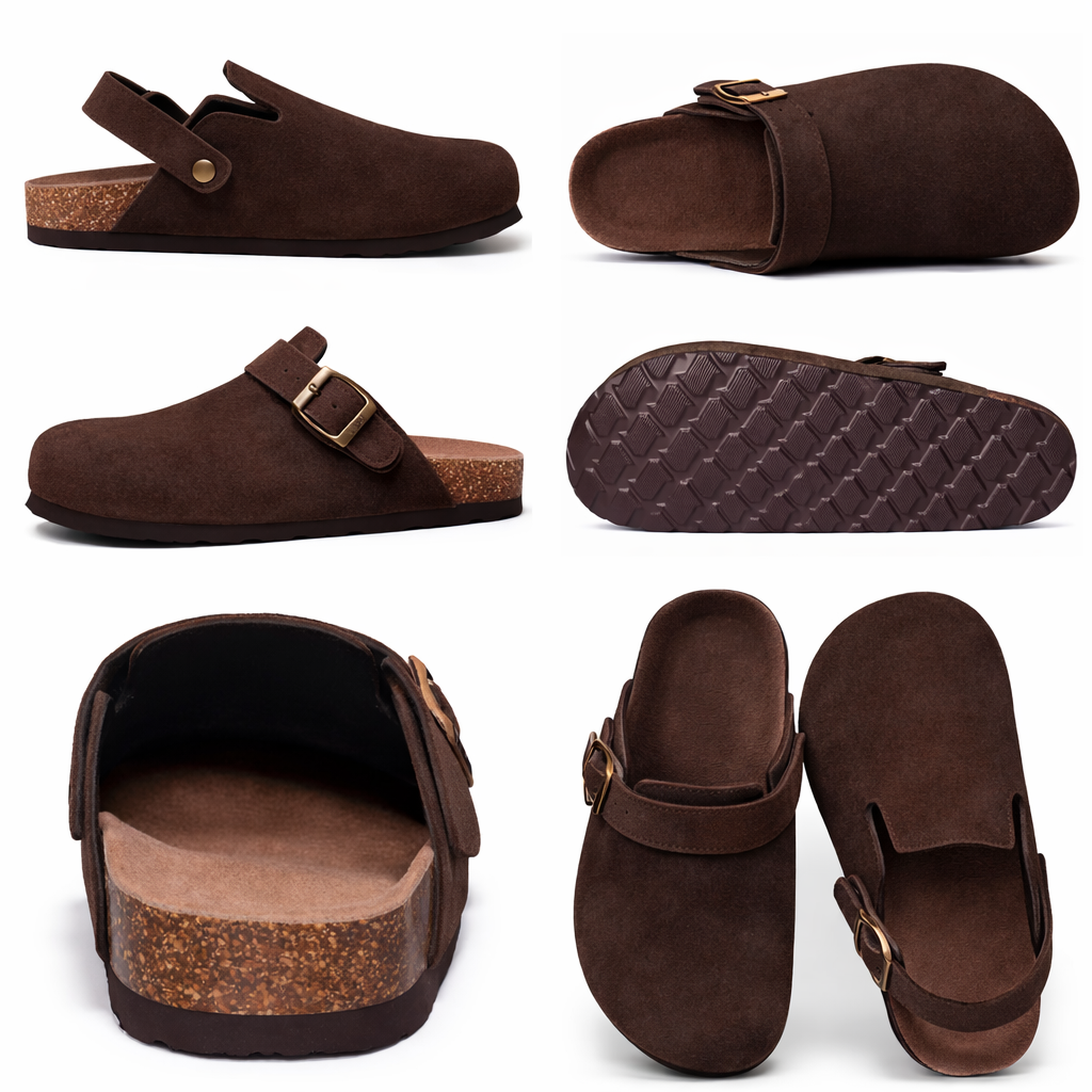 Unisex Retro Clogs with Soft Cork Footbed and Adjustable Strap