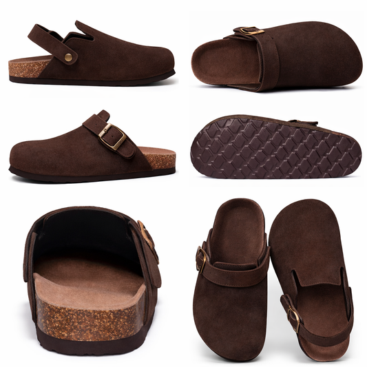 Unisex Retro Clogs with Soft Cork Footbed and Adjustable Strap