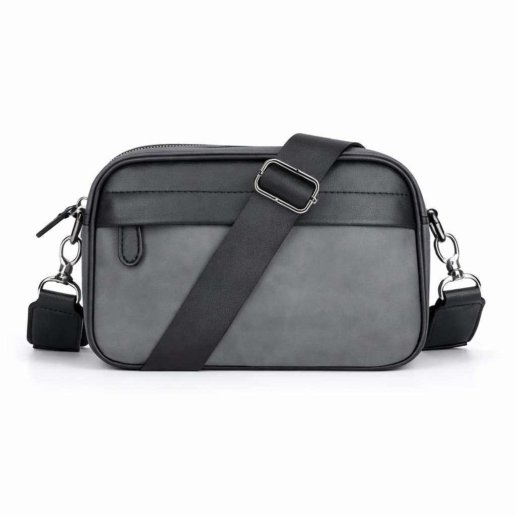 Men's PU Leather Crossbody Bag with Adjustable Strap