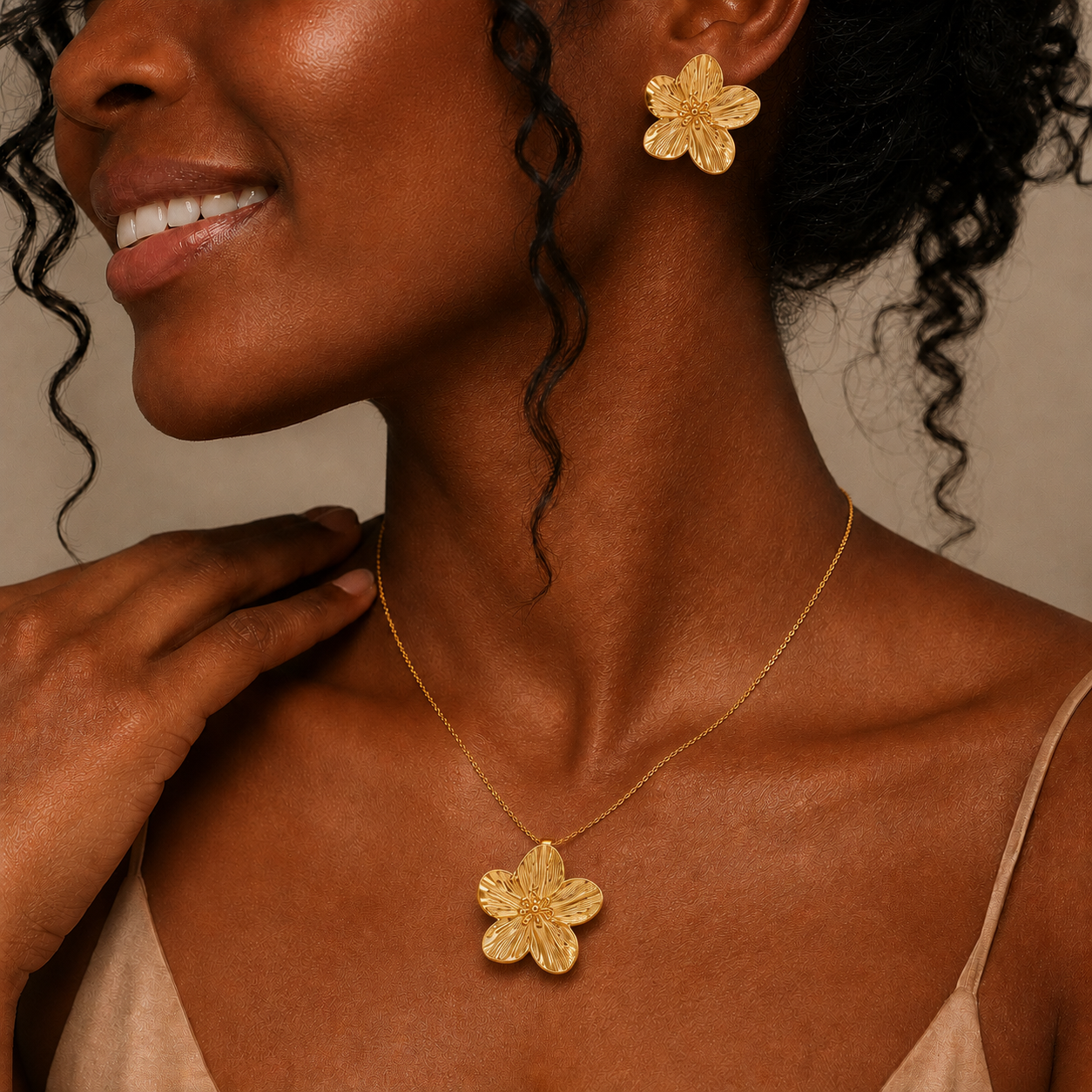 Flower Necklace and Earrings Set