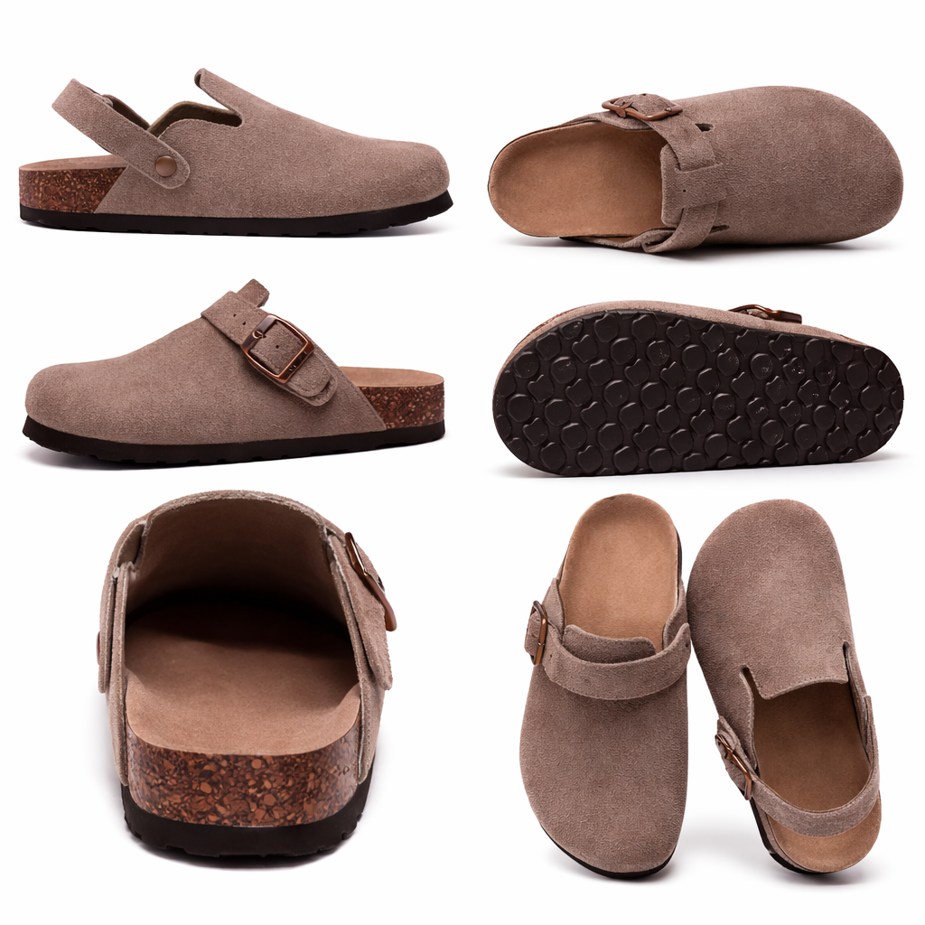 Unisex Retro Clogs with Soft Cork Footbed and Adjustable Strap