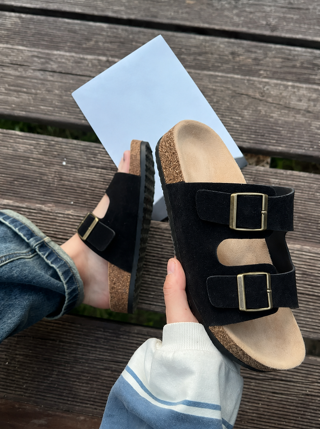 Unisex Suede Cork Sandals