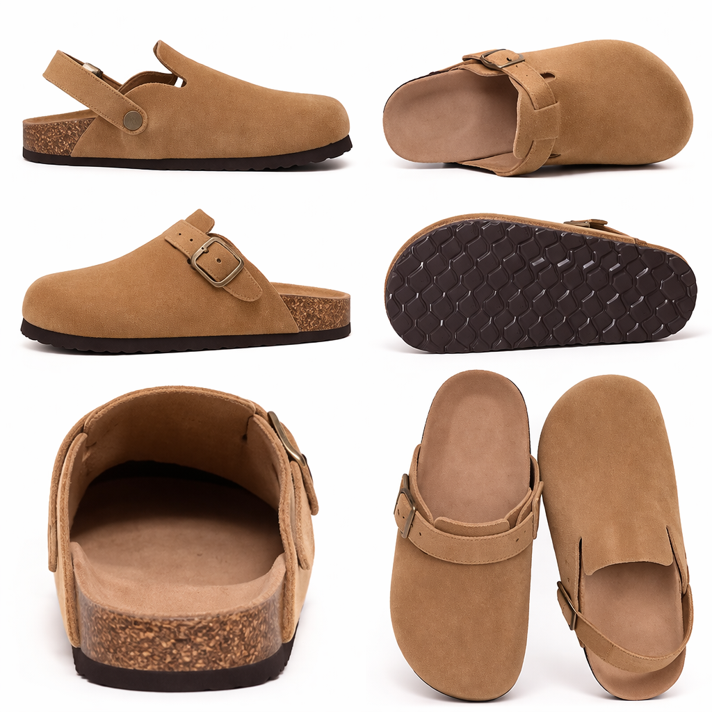 Unisex Retro Clogs with Soft Cork Footbed and Adjustable Strap
