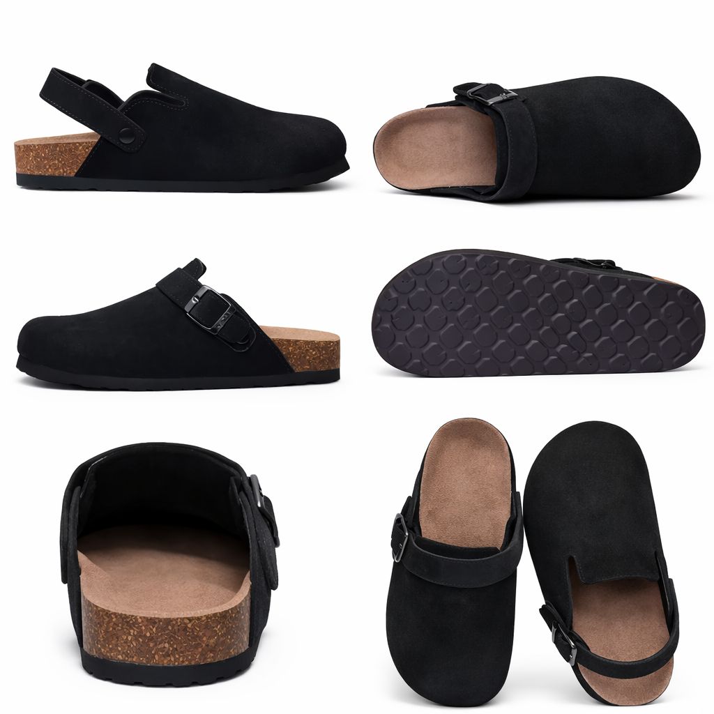 Unisex Retro Clogs with Soft Cork Footbed and Adjustable Strap