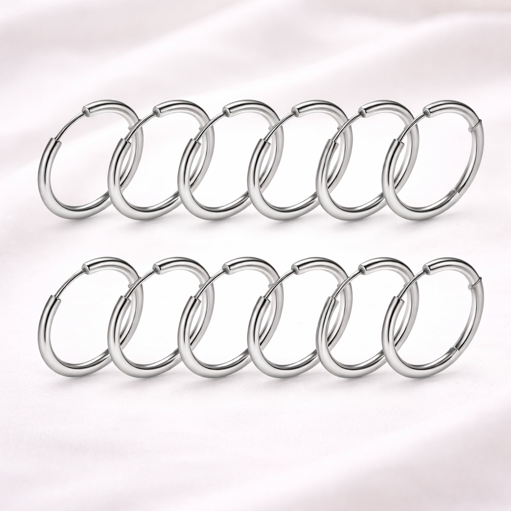 316L Stainless Steel Hoop Earrings Set — Minimalist Unisex Jewelry