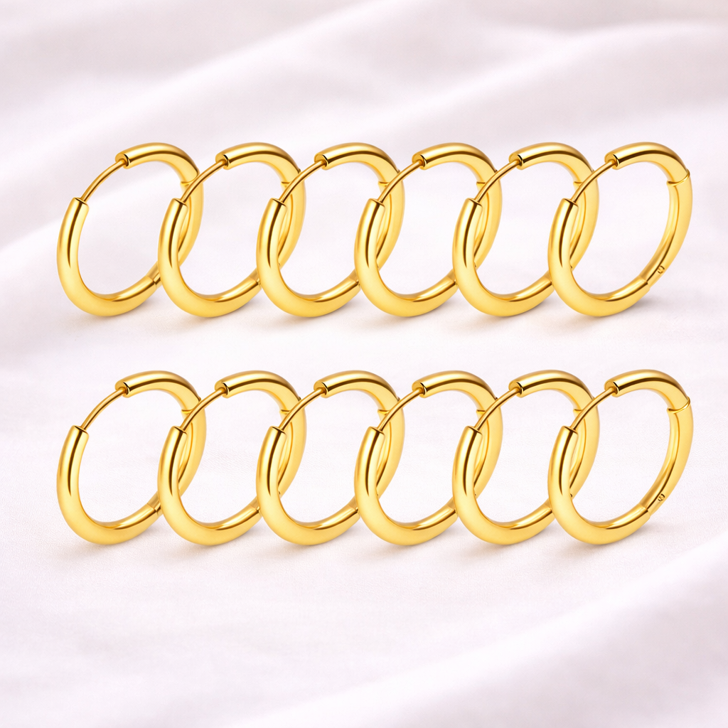 316L Stainless Steel Hoop Earrings Set — Minimalist Unisex Jewelry