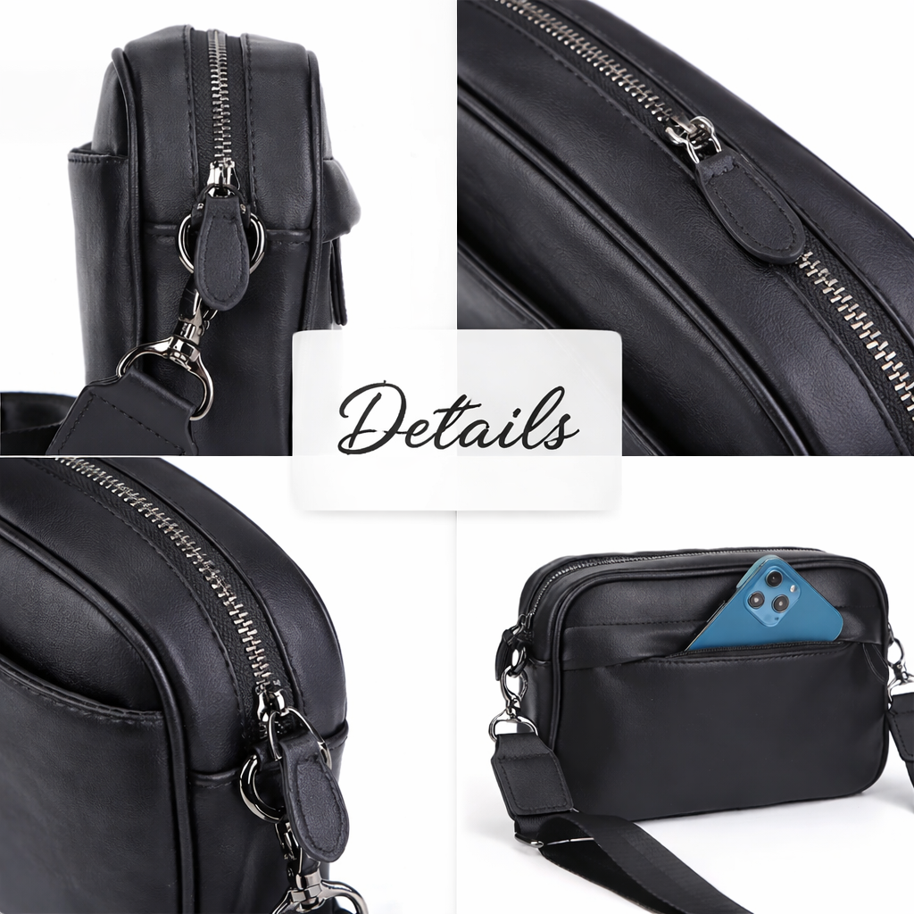 Men's PU Leather Crossbody Bag with Adjustable Strap