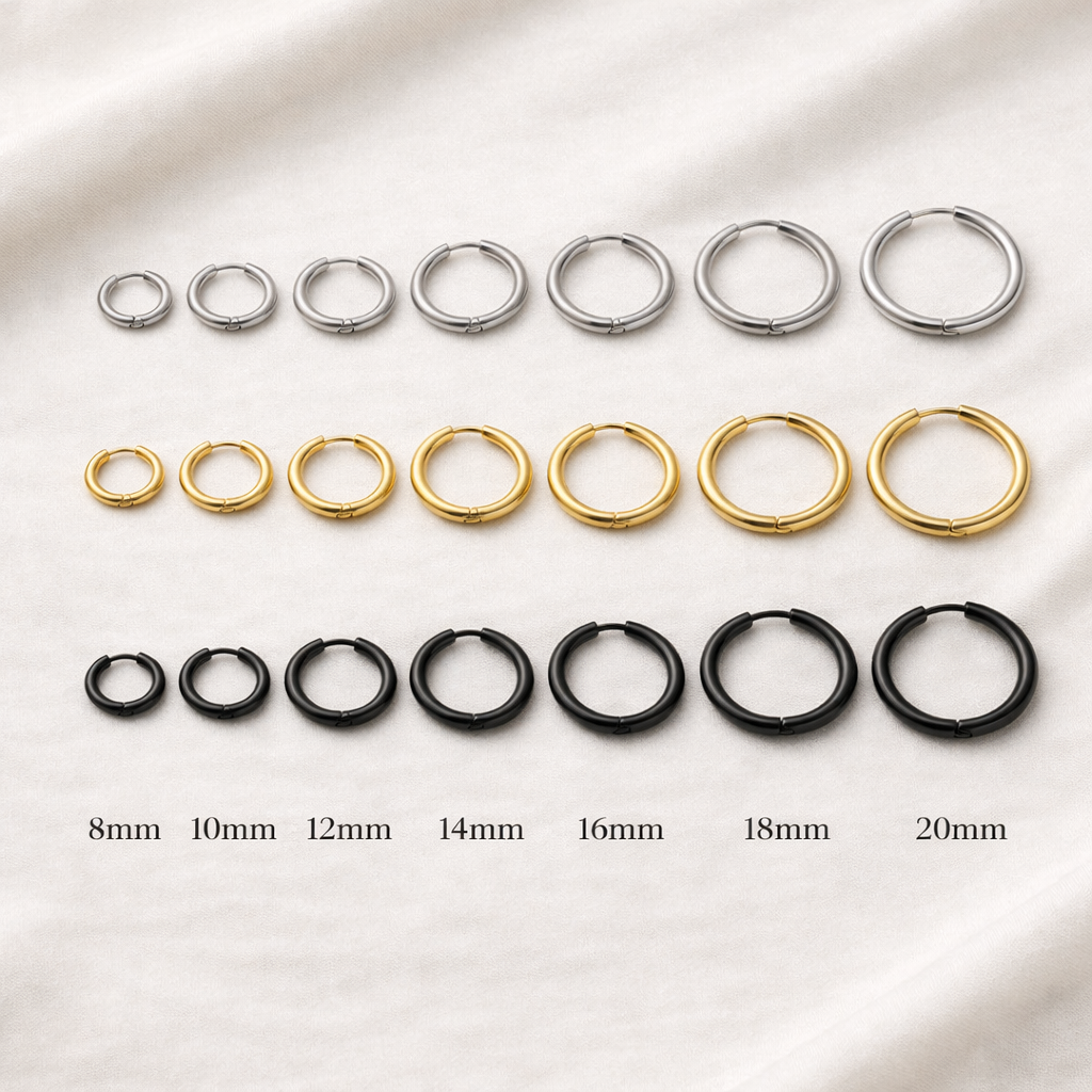 316L Stainless Steel Hoop Earrings Set — Minimalist Unisex Jewelry